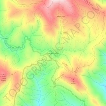 Mapa topográfico Foz do Giraldo, altitude, relevo