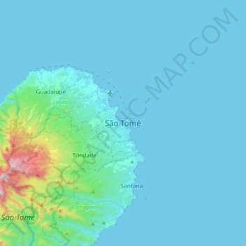 Mapa topográfico São Tomé, altitude, relevo