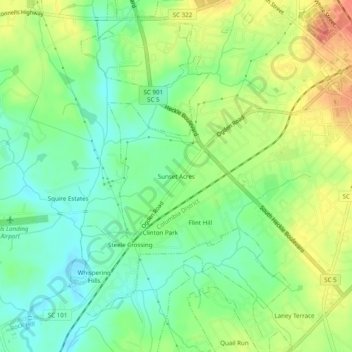 Mapa topográfico Sunset Acres, altitude, relevo