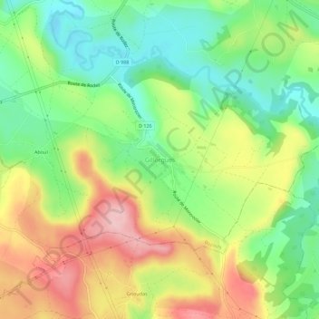 Mapa topográfico Gillorgues, altitude, relevo