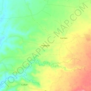 Mapa topográfico Poblador, altitude, relevo