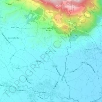 Mapa topográfico Villa di Villa, altitude, relevo