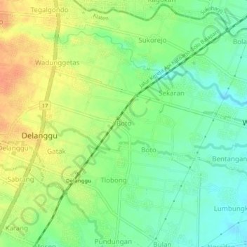 Mapa topográfico Boto, altitude, relevo