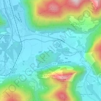 Mapa topográfico Géry, altitude, relevo
