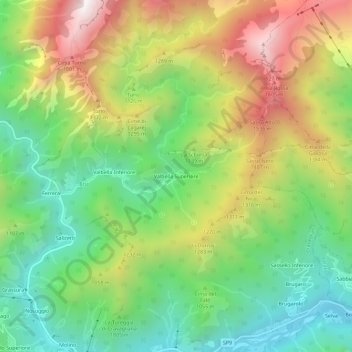 Mapa topográfico Valbella Superiore, altitude, relevo