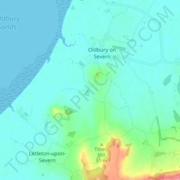 Mapa topográfico Cowhill, altitude, relevo