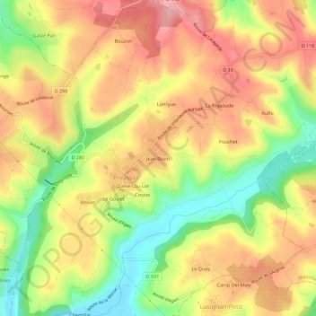 Mapa topográfico Jean Bezin, altitude, relevo