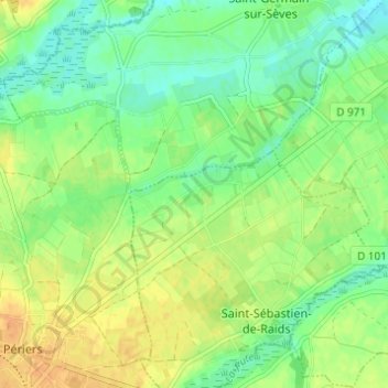 Mapa topográfico Les Plains, altitude, relevo