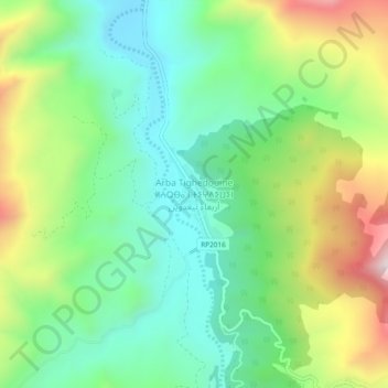Mapa topográfico Arba Tighedouine, altitude, relevo