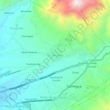 Mapa topográfico Los Angeles, altitude, relevo