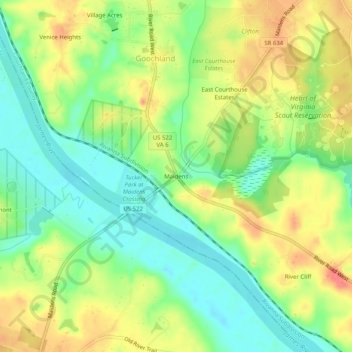 Mapa topográfico Maidens, altitude, relevo