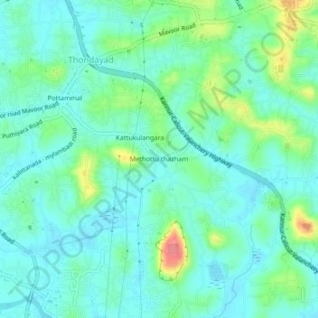 Mapa topográfico Methottu thazham, altitude, relevo