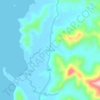 Mapa topográfico Manlag, altitude, relevo