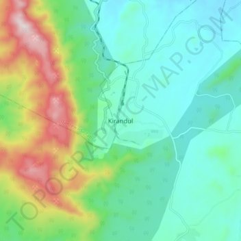 Mapa topográfico Kirandul, altitude, relevo