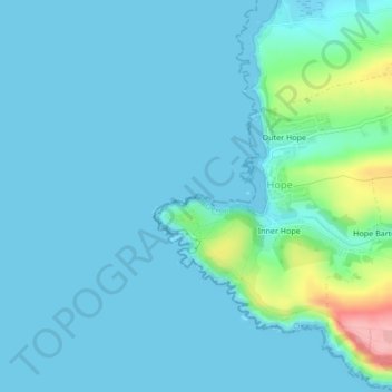 Mapa topográfico Yeovil Rock, altitude, relevo