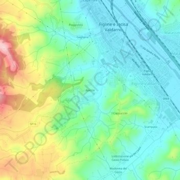 Mapa topográfico Aiaccia, altitude, relevo