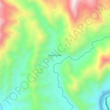 Mapa topográfico Agua Turbia, altitude, relevo