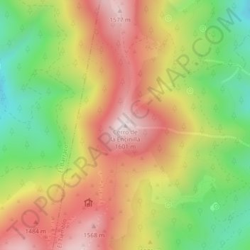 Mapa topográfico Cerro de la Encinilla, altitude, relevo