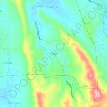 Mapa topográfico Pideg, altitude, relevo