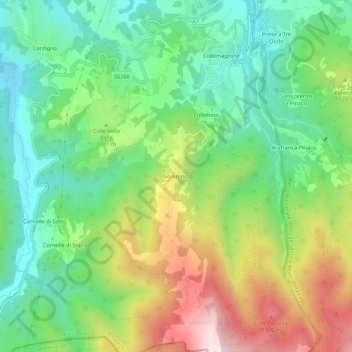 Mapa topográfico Nommisci, altitude, relevo