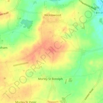 Mapa topográfico Highoak, altitude, relevo