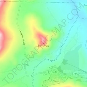Mapa topográfico Cerro Vuta, altitude, relevo
