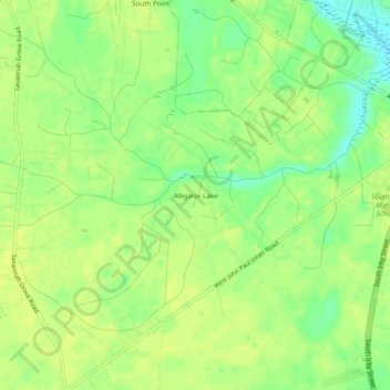 Mapa topográfico Alligator Lake, altitude, relevo