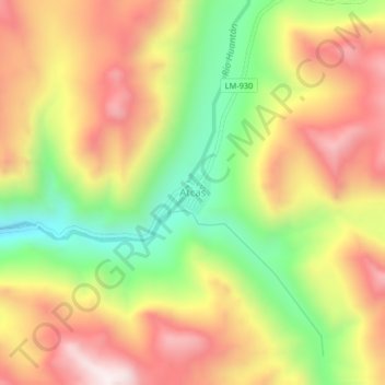 Mapa topográfico Atcas, altitude, relevo