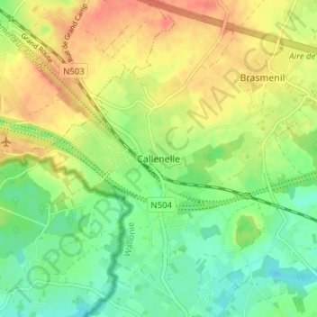 Mapa topográfico Callenelle, altitude, relevo