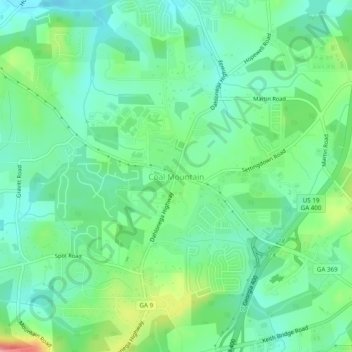 Mapa topográfico Coal Mountain, altitude, relevo