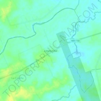 Mapa topográfico Colonia Ejidal, altitude, relevo