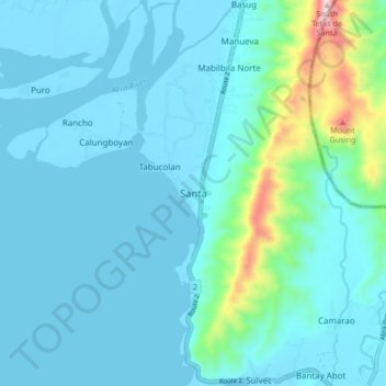 Mapa topográfico Santa, altitude, relevo