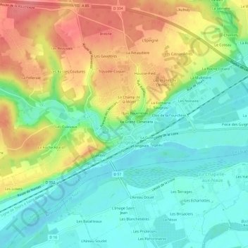 Mapa topográfico Fougeray, altitude, relevo