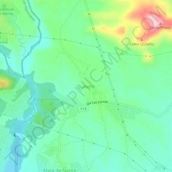 Mapa topográfico Quiteño, altitude, relevo