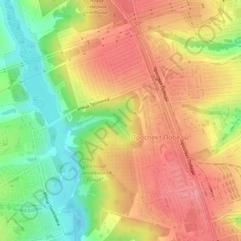 Mapa topográfico землянка, altitude, relevo