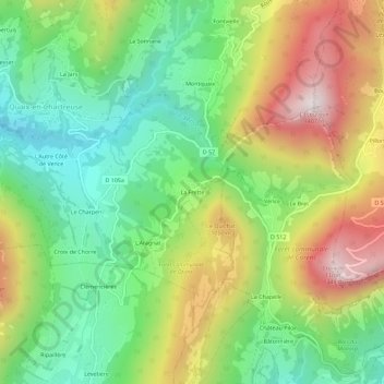Mapa topográfico La Frette, altitude, relevo