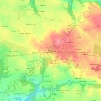Mapa topográfico Ar Hoat, altitude, relevo