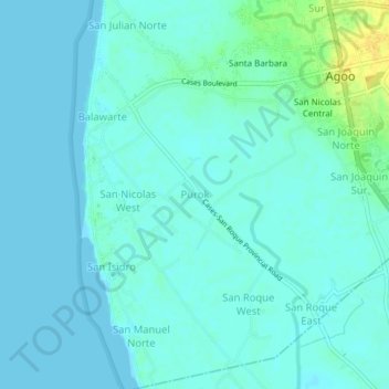Mapa topográfico Purok, altitude, relevo