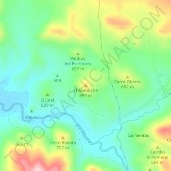 Mapa topográfico El Acebuche, altitude, relevo