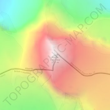Mapa topográfico Mount Columbia, altitude, relevo