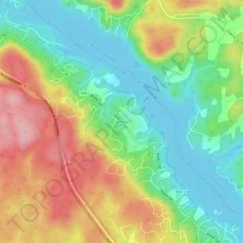 Mapa topográfico Larrimac, altitude, relevo