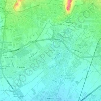 Mapa topográfico Curnasco, altitude, relevo