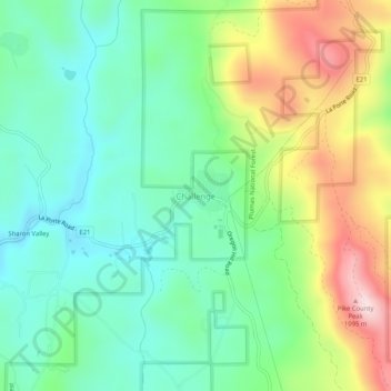 Mapa topográfico Challenge, altitude, relevo