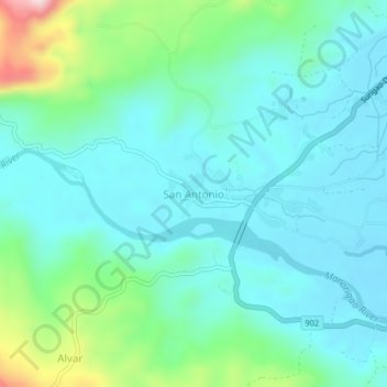 Mapa topográfico San Antonio, altitude, relevo
