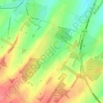 Mapa topográfico Waldershare, altitude, relevo