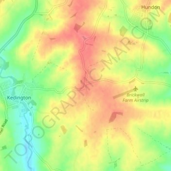 Mapa topográfico Brockley Green, altitude, relevo