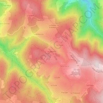 Mapa topográfico Le Sapillon, altitude, relevo