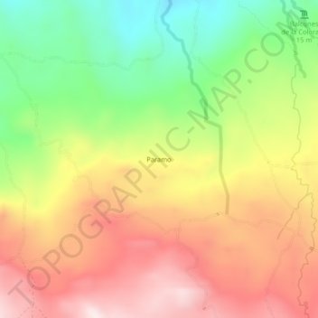 Mapa topográfico Paramo, altitude, relevo
