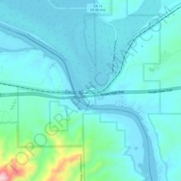 Mapa topográfico Topock, altitude, relevo