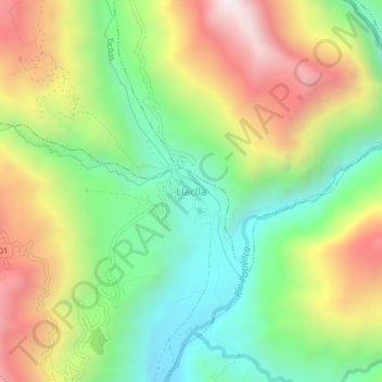 Mapa topográfico Llaclla, altitude, relevo